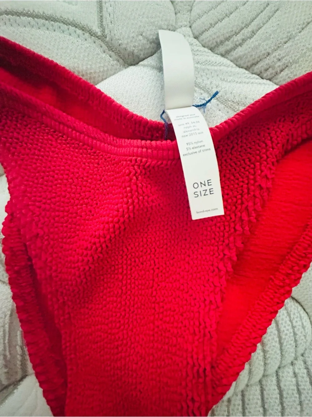 Red Textured Triangle Bikini Top and Bottom